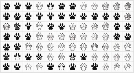 Collection of Various Paw Prints in Different Styles and Designs