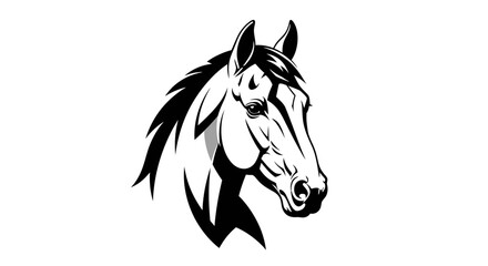 Detailed Black and White Horse Head Profile