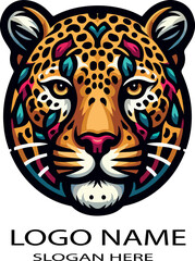 Leopard Head  Logo icon vector white background .