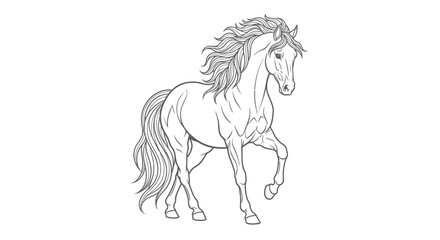 Elegant Line Art Depiction of a Majestic Horse