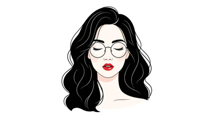 Elegant Woman with Long Dark Hair and Glasses