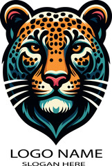 Leopard Head  Logo icon vector white background .
