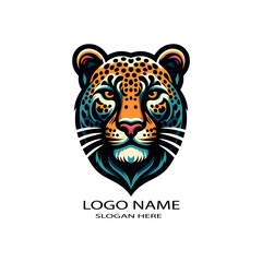 Leopard Head Logo icon vector white background .