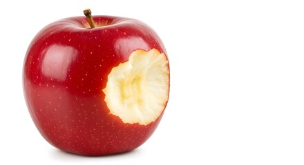 Red Apple with a Bite Taken &ndash; Fresh Fruit Isolated