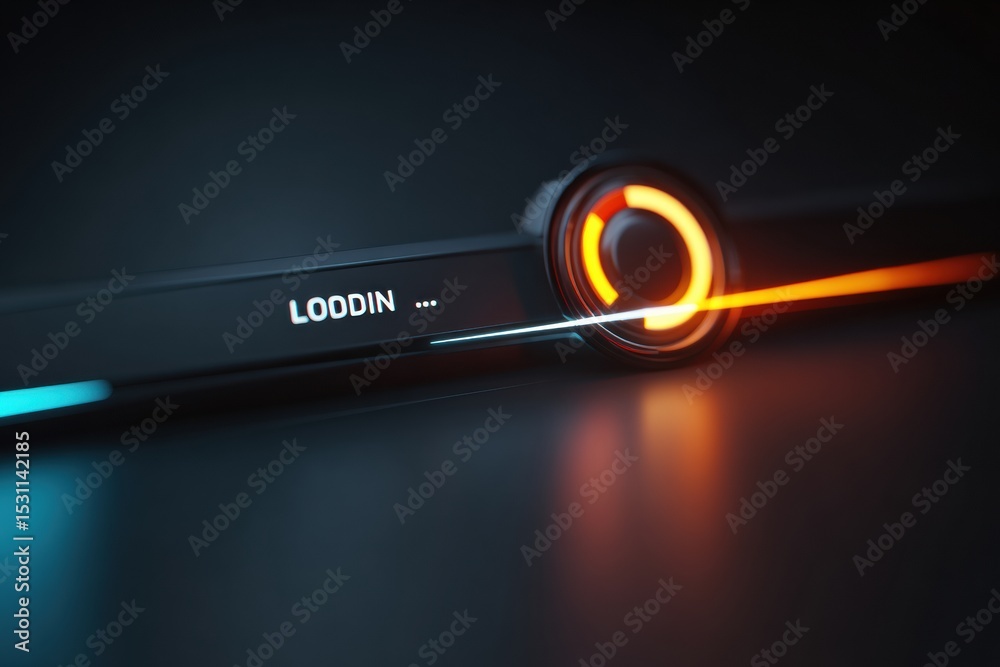 Poster Endless Loading Symbol on Server Error Screen With Faded Top Margin in a Dark Environment