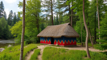 house in the woods, old house in the village, hut in the jungle
