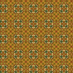 Seamless kaleidoscope floral pattern intricate brown and green floral design for fabric, wallpaper, and backgrounds