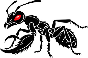 Predator Ant: A Bold and Fearless Insect with Glowing Red Eyes