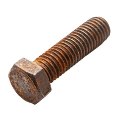Close-up of a rusted bolt against a Transparent background