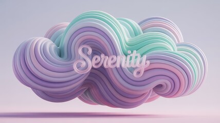 3D Abstract AI Clouds with Soft Color Gradient and Shadow