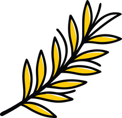 3d yellow golden feather isolated on white screen vector illustration