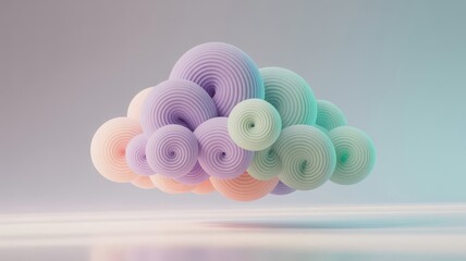 3D Abstract AI Clouds with Soft Color Gradient and Shadow
