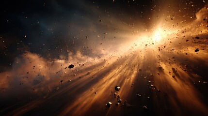 Golden Light Rays Burst Through Dark Clouds at Nighttime Celebration