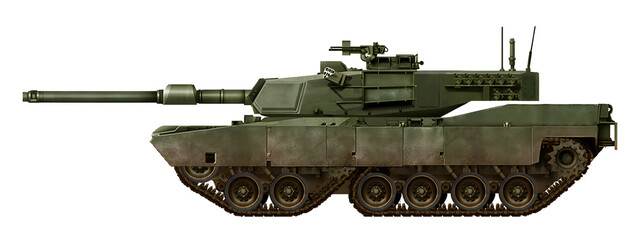M148T (MBT concept based on the M148 tank, using a chassis with a tandem track arrangement) © Tikros