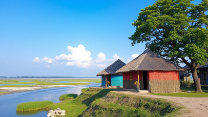 house in the woods, old house in the village, hut in the jungle
