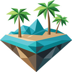 Geometric island with palm trees