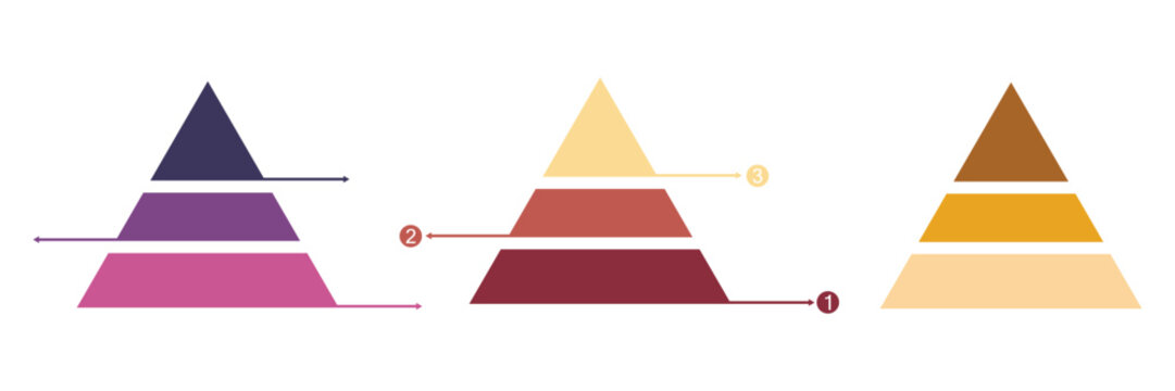 Three Tier Blank Pyramid Diagram – Vector Infographic Template