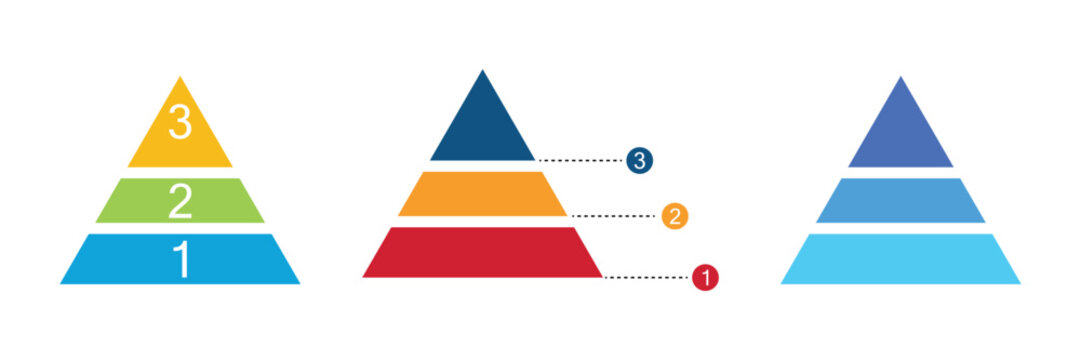 Three Tier Blank Pyramid Diagram – Vector Infographic Template