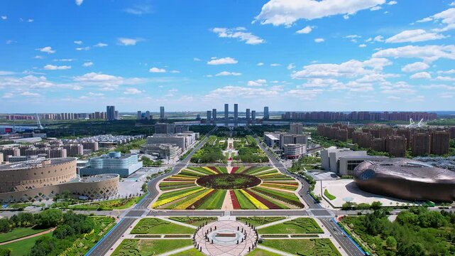 Aerial Scenery of Kangbashi New Area in Ordos, Inner Mongolia, China