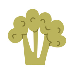 Broccoli is green. Live vitamins. Proper nutrition. The flat color illustration is suitable for applications, posters about health, fitness, exercise, disease prevention and cardiac activity