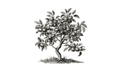 Apple Orchard Vector Illustration, Apple Tree Design, Green Leaves, Spring Fruits, Fresh Orchard, Natural Environment, Garden Artwork, Organic Vector, Fruit Tree Art.