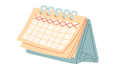 desktop calendar is elongated. Paper with rings. flat color illustration is suitable for medical websites, applications, posters about health, fitness, cardiology, disease prevention, cardiac activity