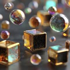 Iridescent Bubbles and Gold Cubes in Dark Space