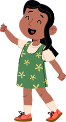 Happy Child Girl in Floral Dress