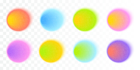 Abstract Gradient Blur Liquid Shapes Set with Noise Texture. Neon Color Grain Effect Irregular Geometric Spots. Soft Organic Vector Blob Illustration Elements. Iridescent Dynamic Flow y2k Aura Forms