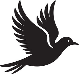 Flying Bird Silhouette Vector – Minimalist Black Icon, Flat Design, No Outline