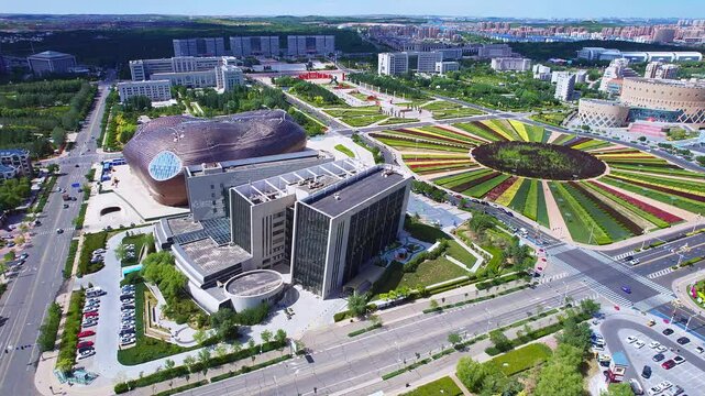 Aerial Scenery of Kangbashi New Area in Ordos, Inner Mongolia, China