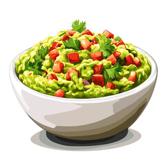 Bowl of guacamole guac vector isolated on a white background