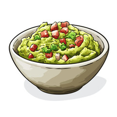 Bowl of guacamole guac vector isolated on a white background
