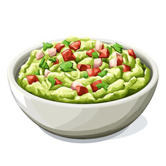 Bowl of guacamole guac vector isolated on a white background