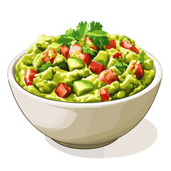 Bowl of guacamole guac vector isolated on a white background