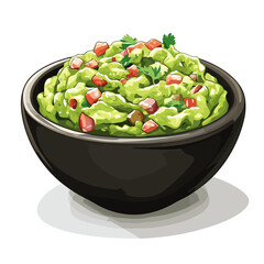 Bowl of guacamole guac vector isolated on a white background