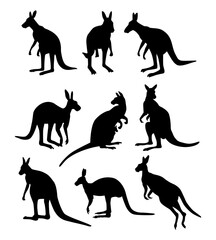 kangaroo silhouettes collection set