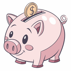 piggy bank with a coin