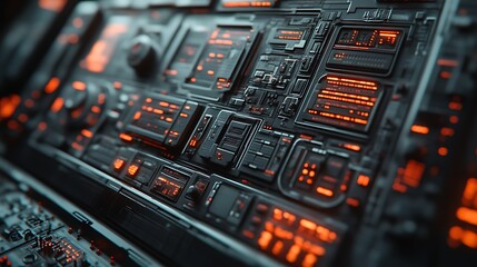 Futuristic control panel with glowing elements