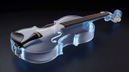 Futuristic glass and wire violin, a modern musical instrument concept.
