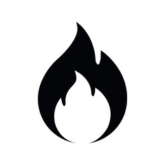 Fire Icon Vector Design on White Background. Fiery, Burn, Flame, High Temperature Warning Flat Symbol.	