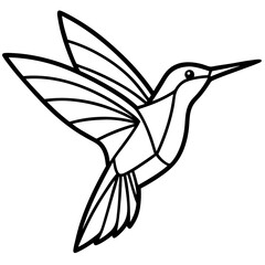 Abstract Hummingbird in Flight line art vector 