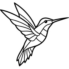 Abstract Hummingbird in Flight line art vector 