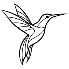 Abstract Hummingbird in Flight line art vector 