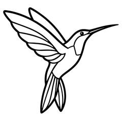 Abstract Hummingbird in Flight line art vector 