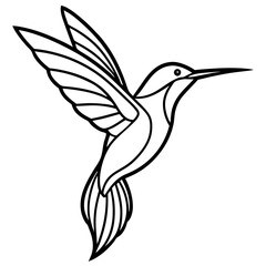Abstract Hummingbird in Flight line art vector 