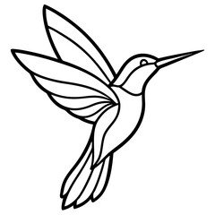 Abstract Hummingbird in Flight line art vector 