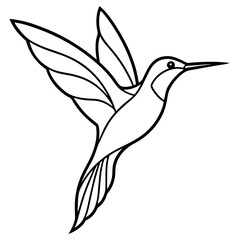 Abstract Hummingbird in Flight line art vector 