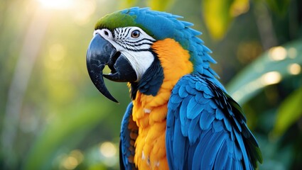 A stunning macaw with vibrant feathers.
