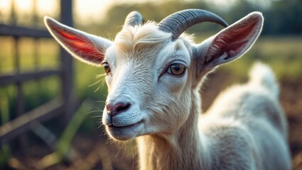 Goat grazing on the meadow.